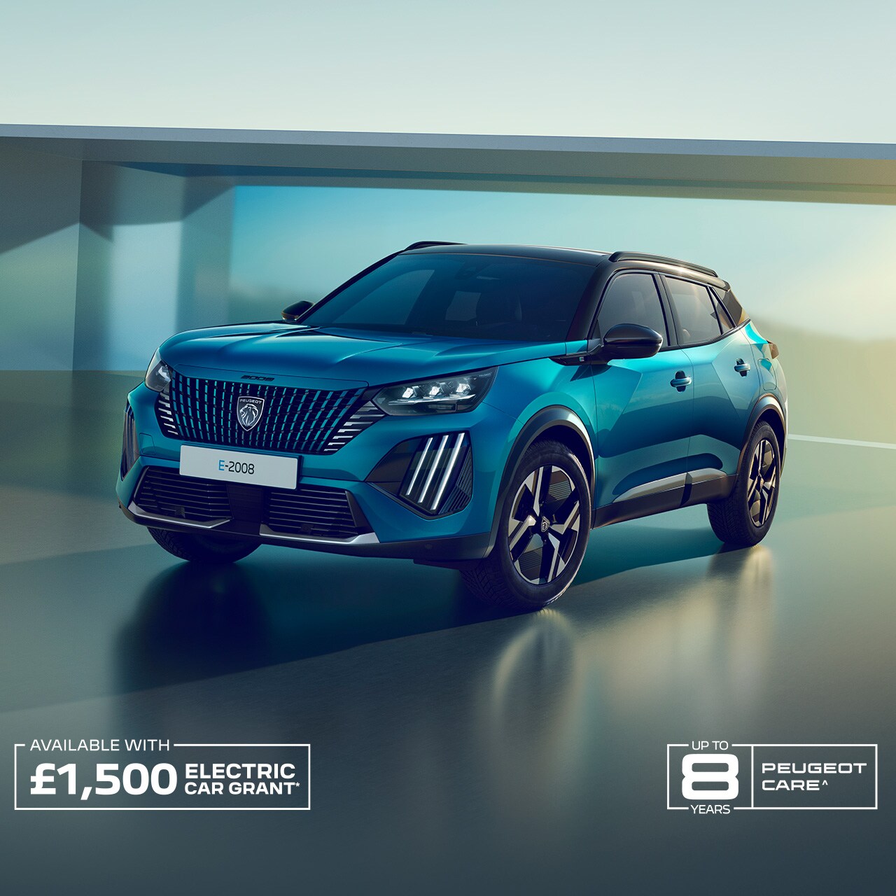 New SUV PEUGEOT E-2008 Obsession Blue front view